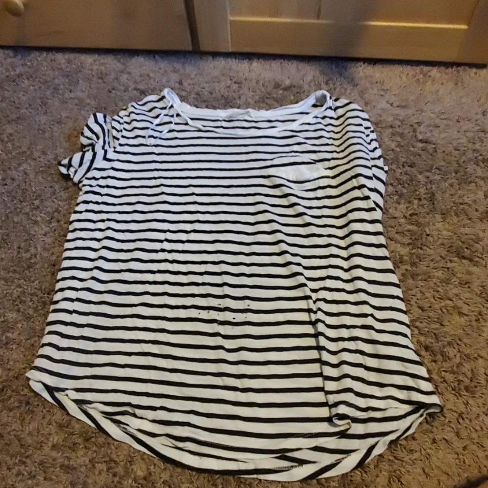 Blue and white striped tshirt
